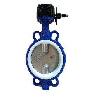 PTFE /PFA Seat 20alloy  Disc butterfly valve wafer type gear operated