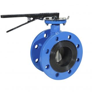 PN16 double flange butterfly valve hand lever operated butterfly valve 