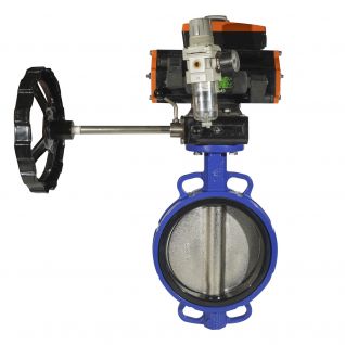 pneumatic wafer butterfly valve with pneumatic actuator 